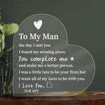 To My Man Acrylic Heart Plaque + Personalization - XOZAS