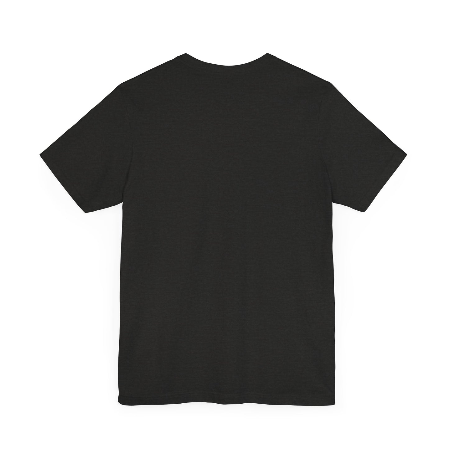 A plain black short-sleeve “There Is No Spoon” Minimalist Quote Tee, shown from the back and laid flat on a white background. Ethically made and crafted for supreme comfort.