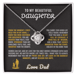 To My Beautiful Daughter – Love Knot Necklace Gift from Dad - XOZAS