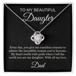 To My Beautiful Daughter | Love Knot Necklace | With all my heart, Dad - XOZAS