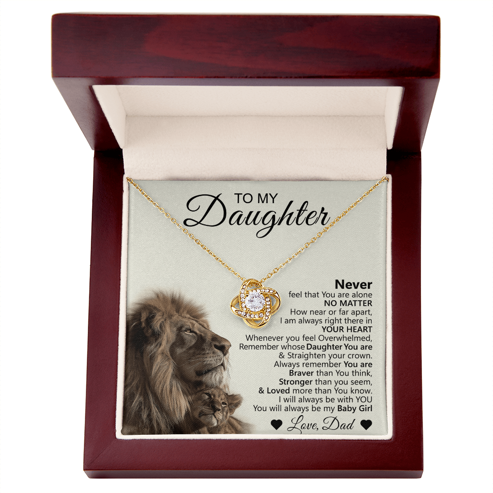 To My Daughter – Love Knot Necklace with Lion & Cub Message Card
