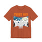 Unveil the Three-Way Mirror Ghost Tee, a unisex orange jersey short-sleeve crafted from premium Airlume combed and ring-spun cotton. It boldly displays THREE WAY above ghosts on a dark backdrop, all set on pristine white. A haunting twist on the viral TikTok trend!.