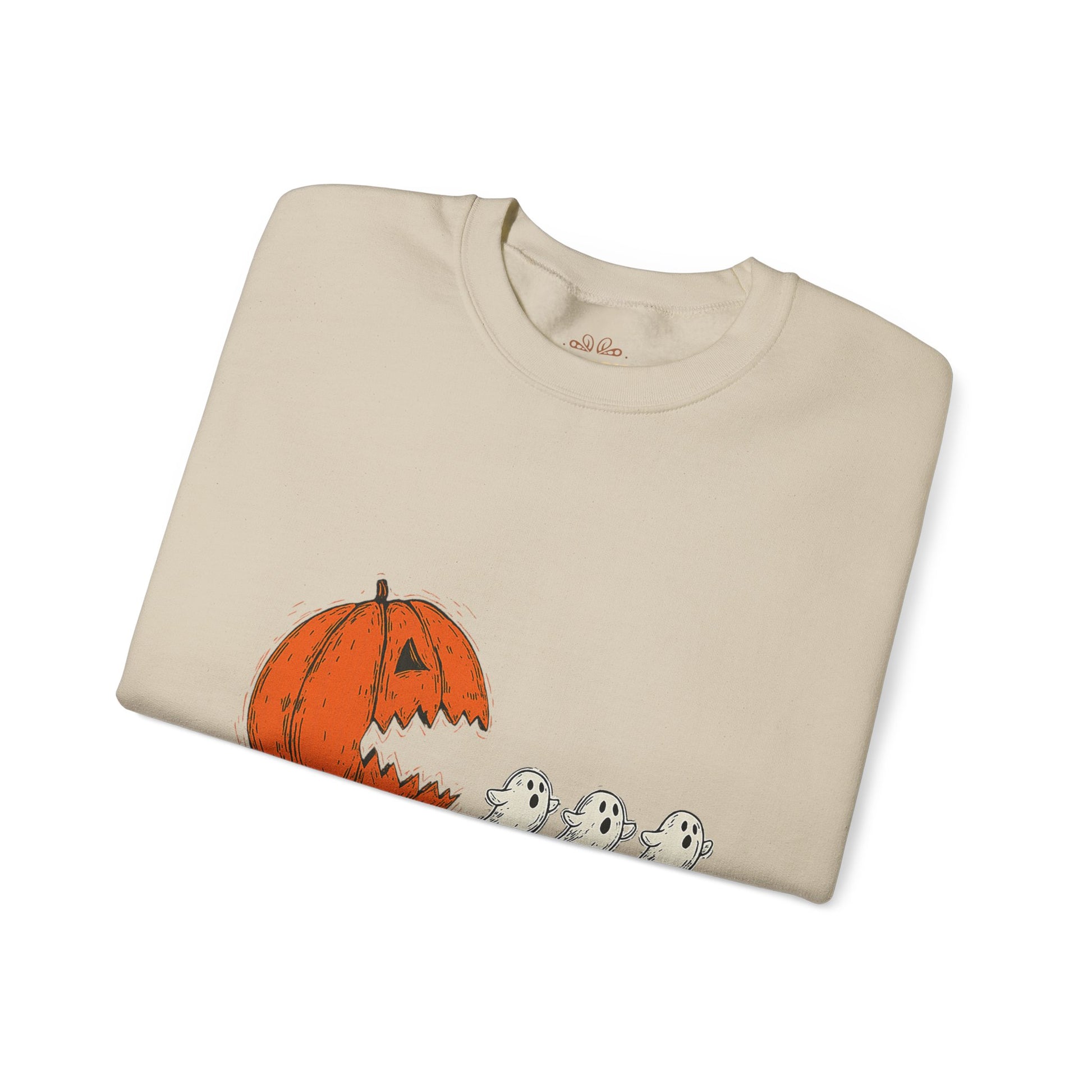 Pumpkin Chasing Ghosts Sweatshirt – Funny Halloween Sweatshirt - XOZAS