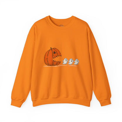 Pumpkin Chasing Ghosts Sweatshirt – Funny Halloween Sweatshirt - XOZAS