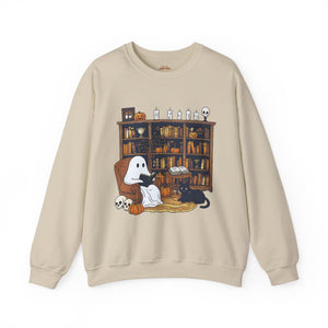 Retro Ghost Reading Books Sweatshirt - XOZAS