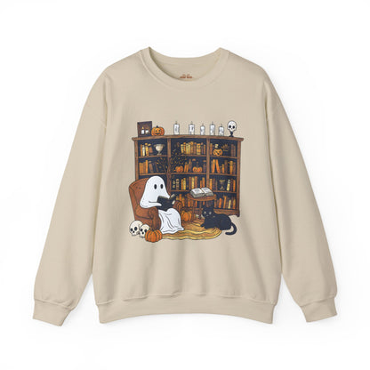 Retro Ghost Reading Books Sweatshirt - XOZAS