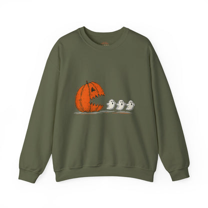Pumpkin Chasing Ghosts Sweatshirt – Funny Halloween Sweatshirt - XOZAS
