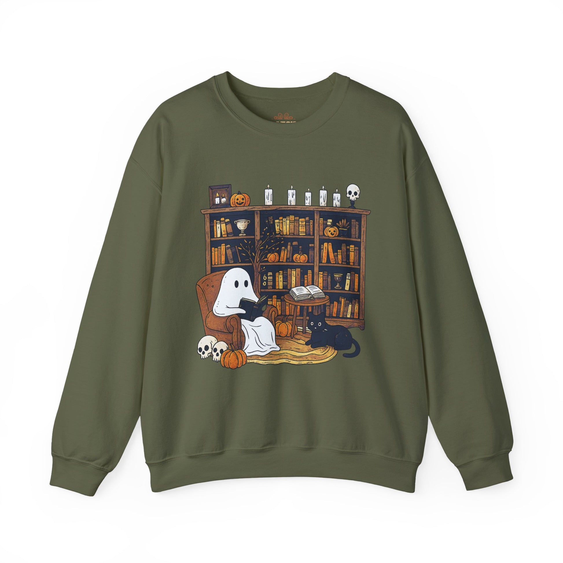 Retro Ghost Reading Books Sweatshirt - XOZAS