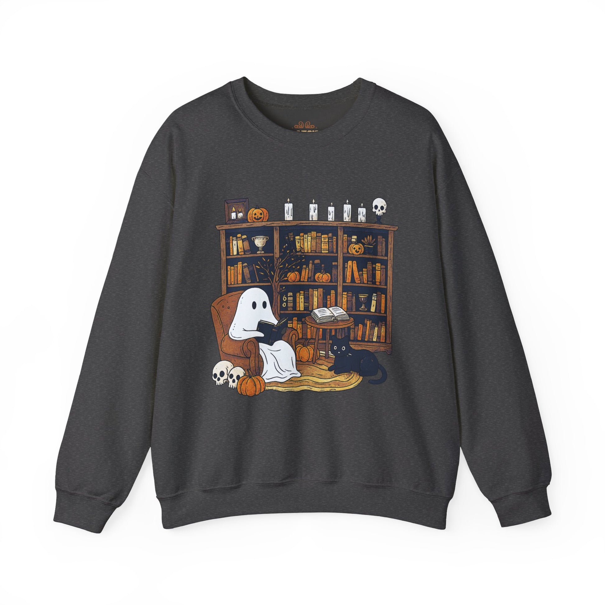 Retro Ghost Reading Books Sweatshirt - XOZAS