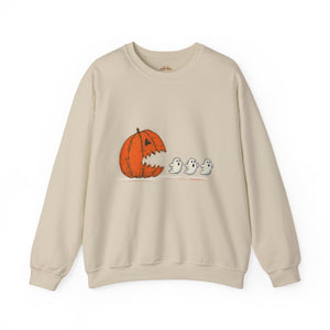 Pumpkin Chasing Ghosts Sweatshirt – Funny Halloween Sweatshirt - XOZAS