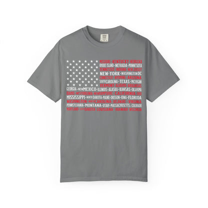 United We Stand – Vintage American Flag Map Tee