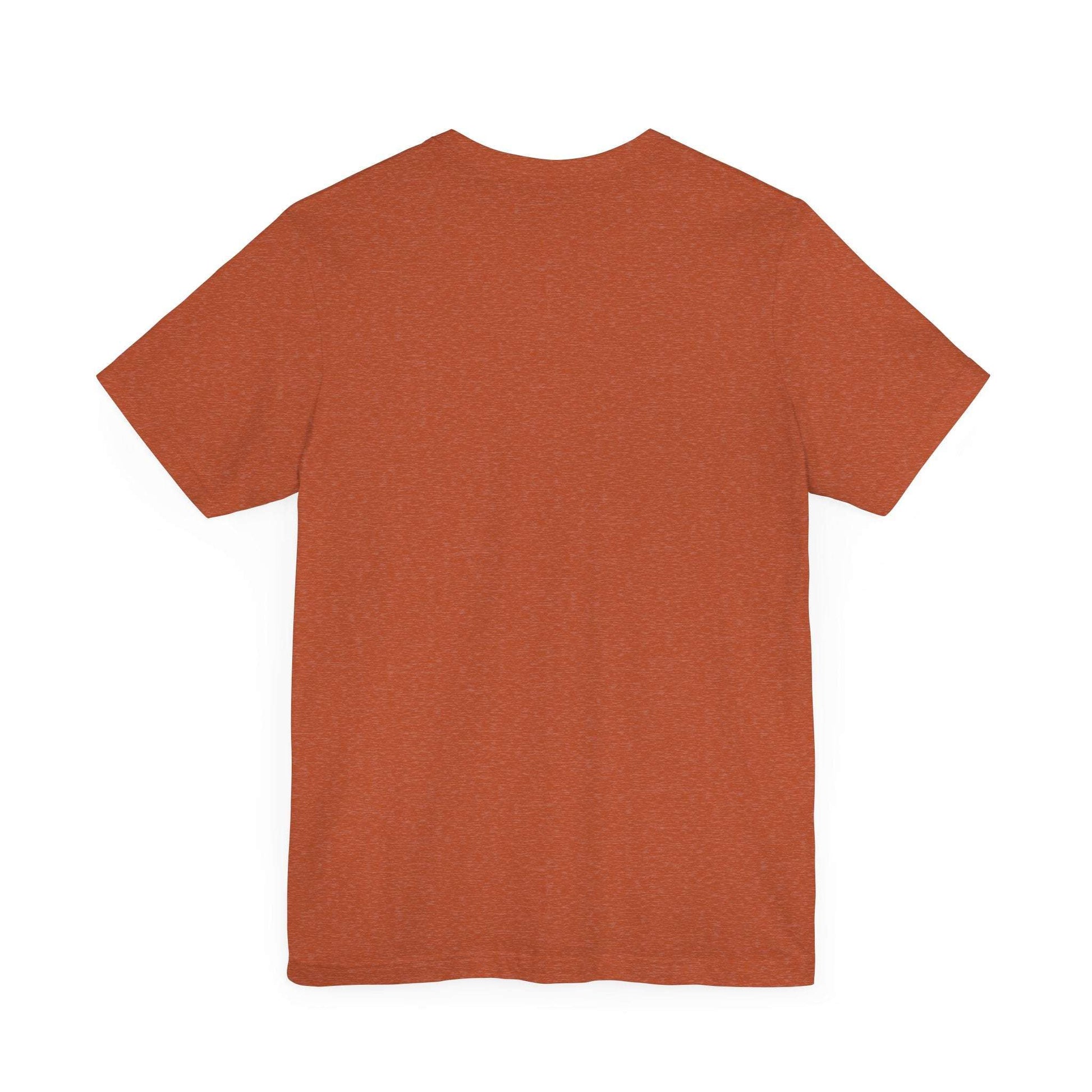 Displayed against a white backdrop, the Three-Way Mirror Ghost Tee reveals its soft orange, slightly heathered texture. Made from Airlume combed and ring-spun cotton, this unisex jersey short-sleeve tee offers a haunting twist on the viral TikTok trend while ensuring comfort and style.