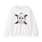 The Voorhees 13 Iconic Horror Sweatshirt features a chilling hockey mask graphic with crossed knives and red accents, perfect for horror fans.