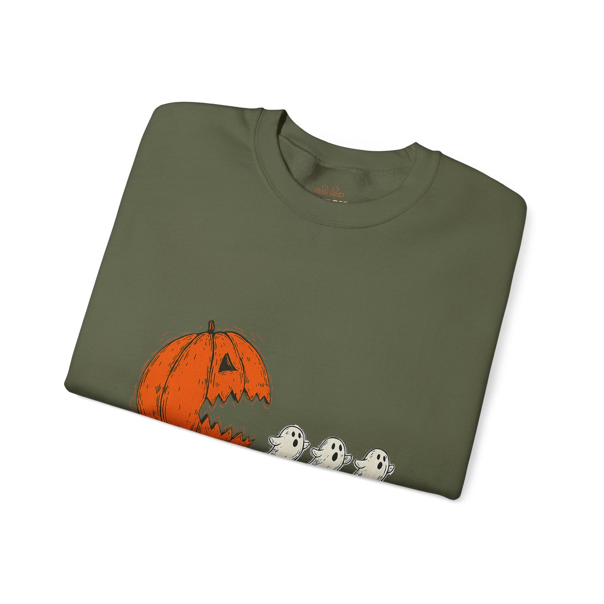 Pumpkin Chasing Ghosts Sweatshirt – Funny Halloween Sweatshirt - XOZAS