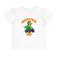 The Monster Truck Rex T-Shirt 🛻🦕 – Toddler Boys Tee features a cartoon green T-rex driving a monster truck, with orange MONSTER TRUCK text above and REX below—perfect for any toddler dinosaur shirt collection!.