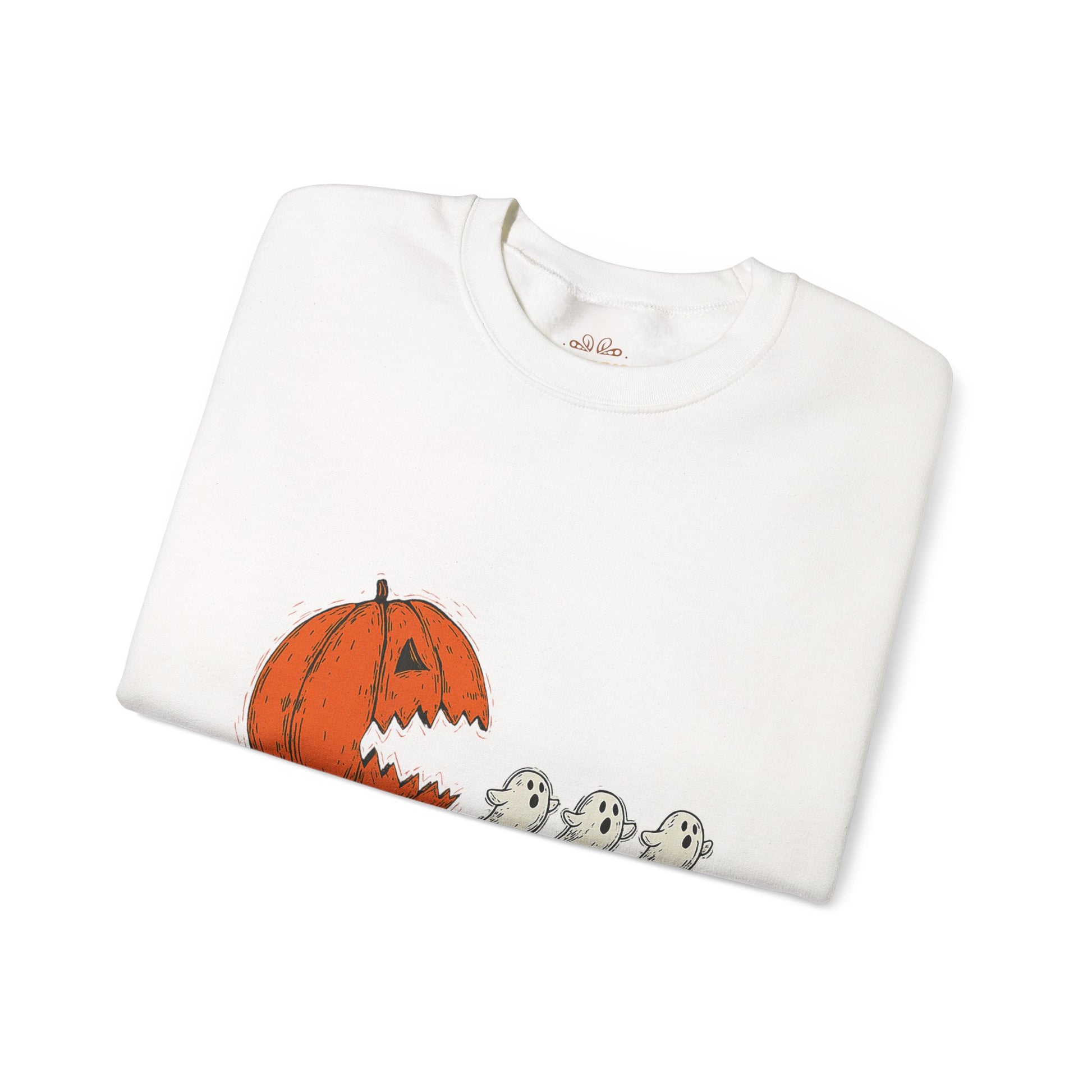 Pumpkin Chasing Ghosts Sweatshirt – Funny Halloween Sweatshirt - XOZAS