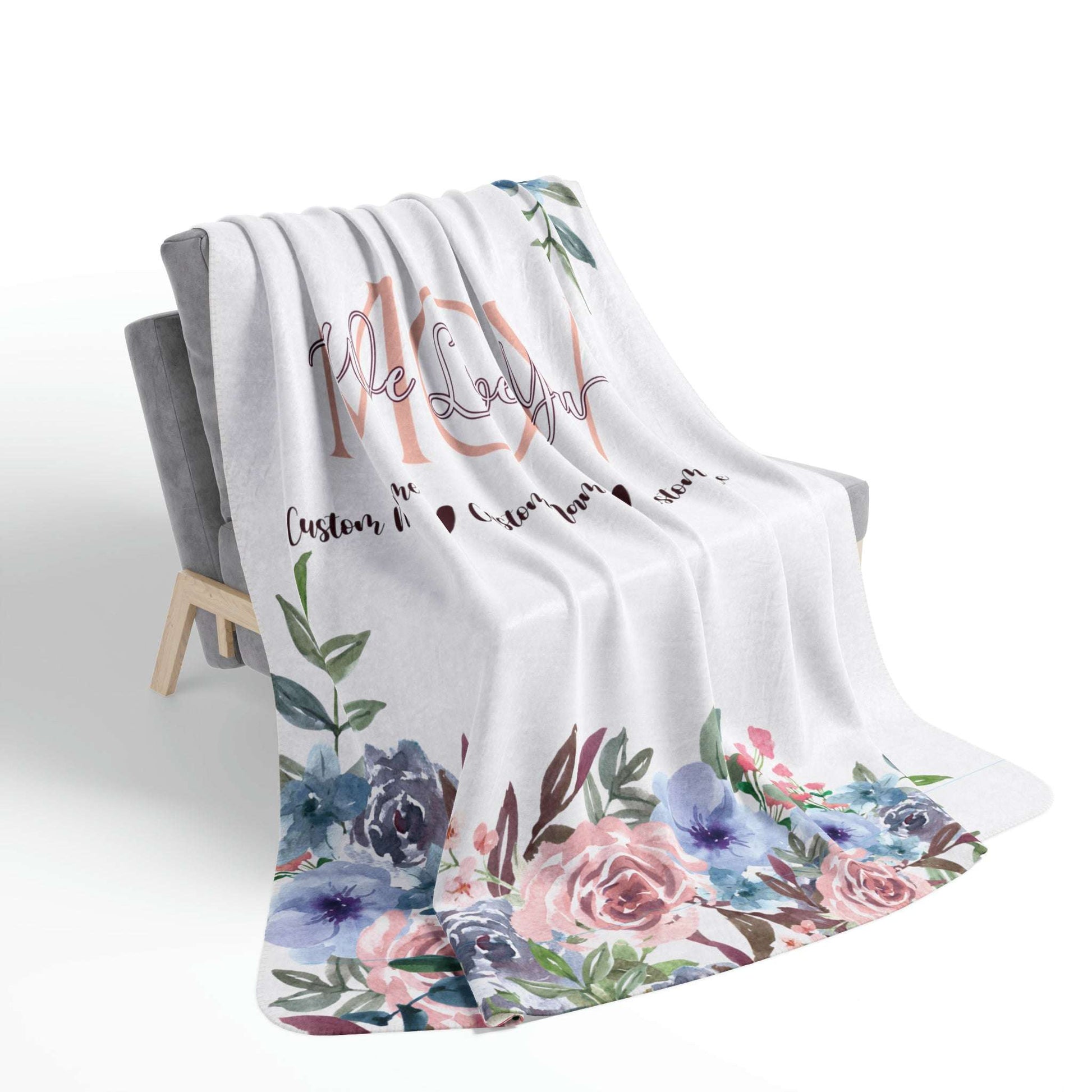 Mom Blanket Gift 2 | For Mom From Kids | Mother's Day Gift | We Love You Mom | Personalized Blanket from Kids | We Love You | Fleece Sherpa Blanket
