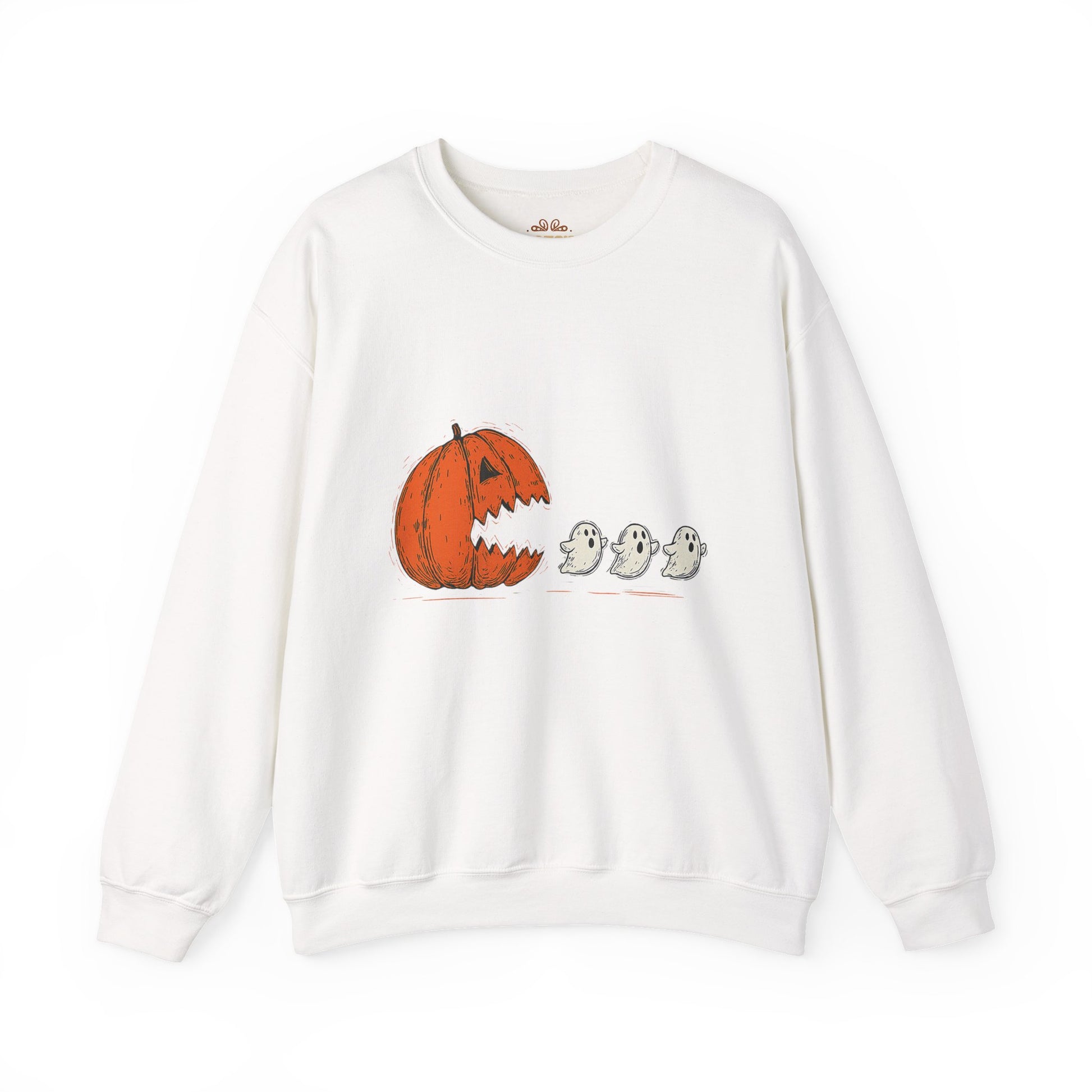 Pumpkin Chasing Ghosts Sweatshirt – Funny Halloween Sweatshirt - XOZAS