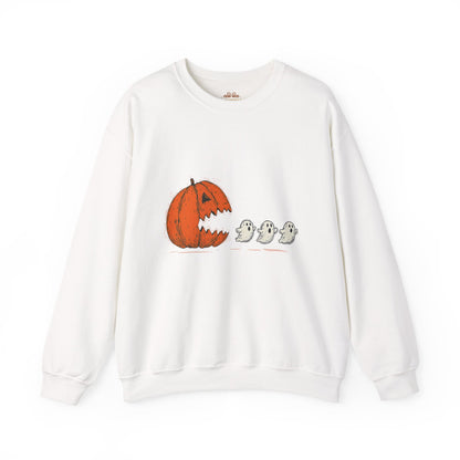 Pumpkin Chasing Ghosts Sweatshirt – Funny Halloween Sweatshirt - XOZAS