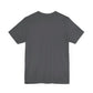 The I Found This Humerus - Funny Halloween Ghost T-Shirt features a plain, short-sleeved, dark gray design, shown from the back against a white background—ideal for adding playful spooky vibes to your look.