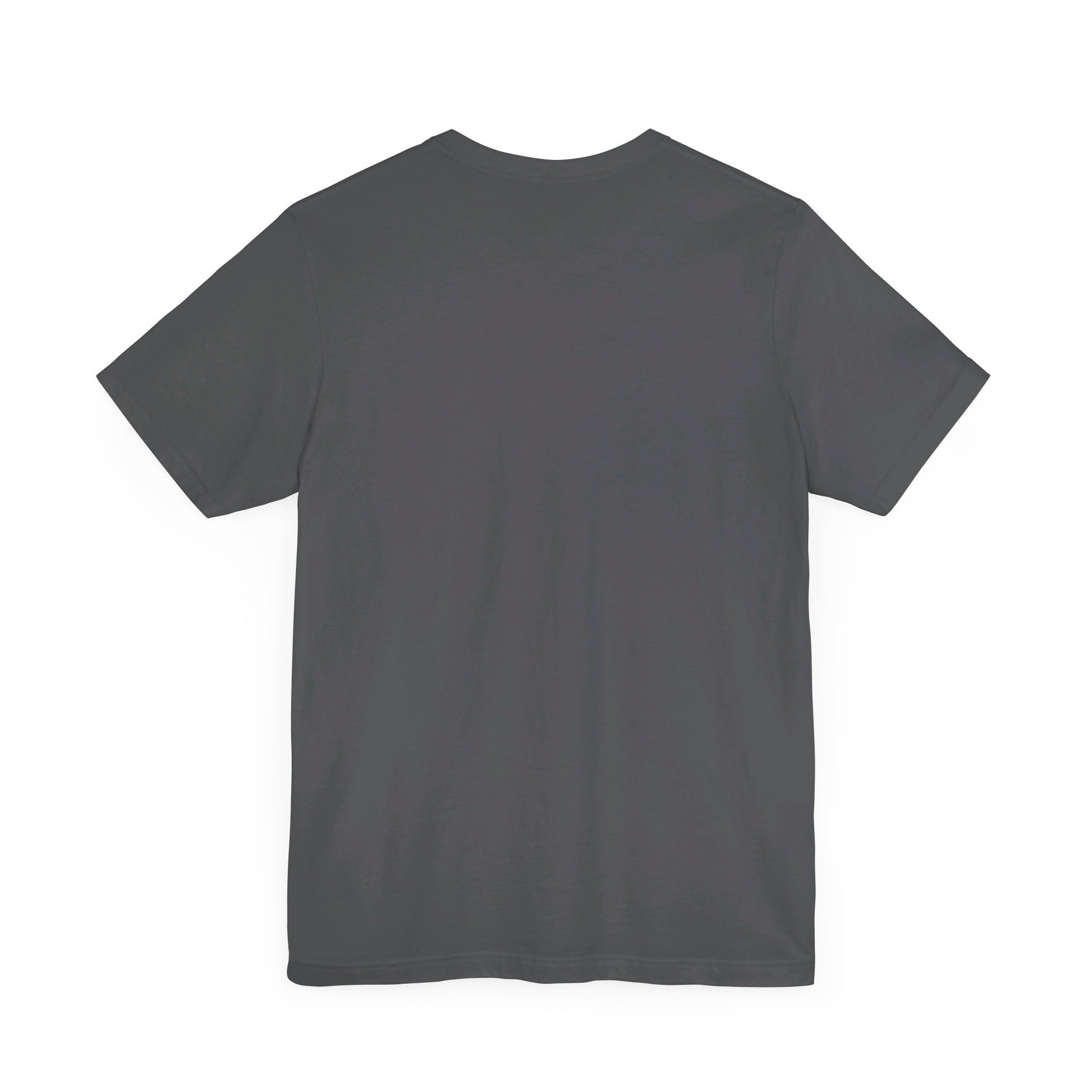 The I Found This Humerus - Funny Halloween Ghost T-Shirt features a plain, short-sleeved, dark gray design, shown from the back against a white background—ideal for adding playful spooky vibes to your look.