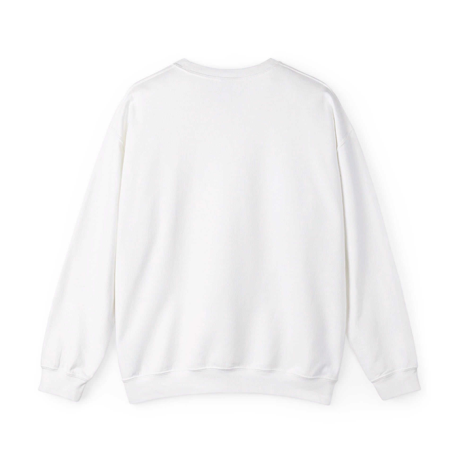 The This Is Some Boo Sheet - Funny Ghost Halloween Unisex Heavy Blend™ Crewneck Sweatshirt shown from the back, laid flat on a white background—ideal for showcasing your spooky season style.