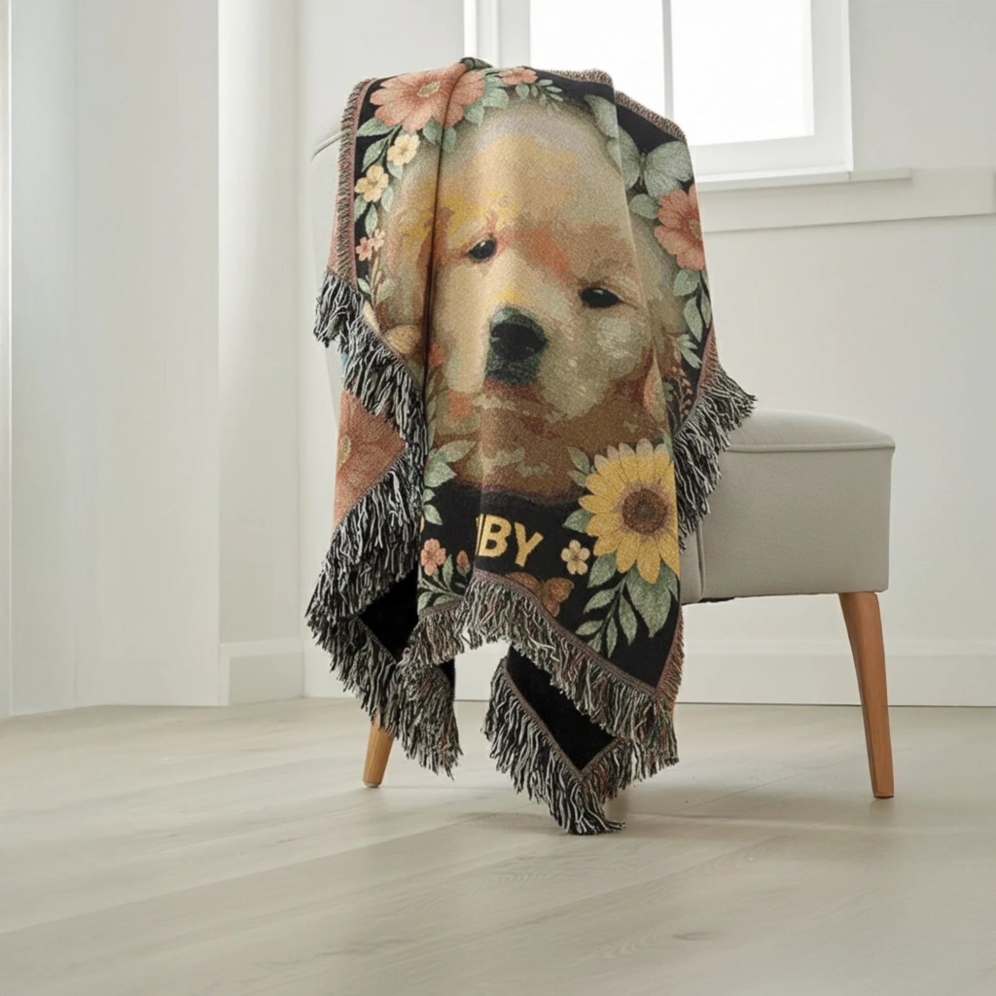 Custom Pet Portrait Heirloom Woven Blanket - XOZAS