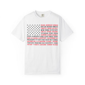 United We Stand – Vintage American Flag Map Tee