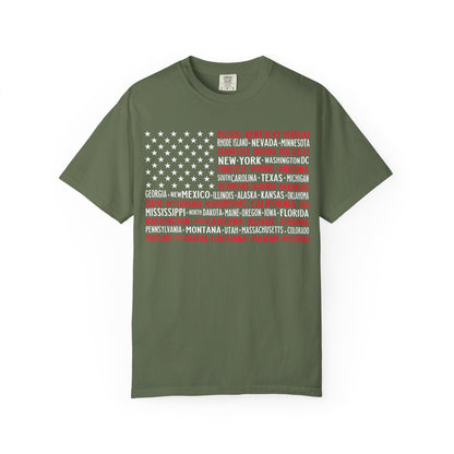 United We Stand – Vintage American Flag Map Tee