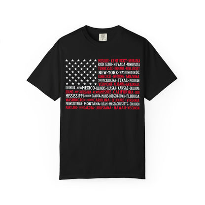 United We Stand – Vintage American Flag Map Tee