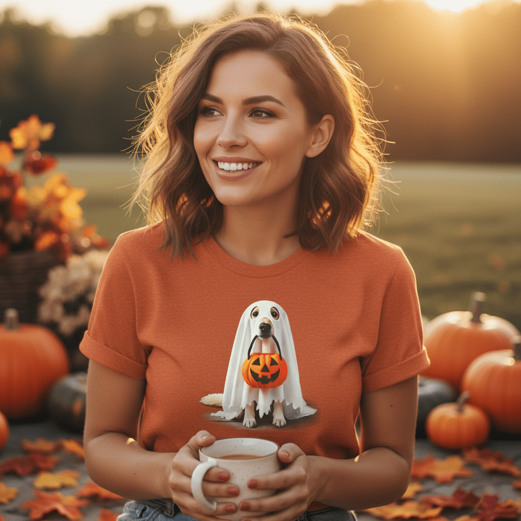 Ghostly Pup Halloween T-Shirt - Adorable Trick or Treat Design! | Unisex Jersey Short Sleeve Tee - XOZAS