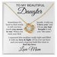 To My Beautiful Daughter Cubic Zirconia Love Knot Necklace Gift, Daughter Necklace, Graduation Day Gifts, Birthday Gifts |  White Message Card Background
