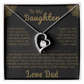 To My Daughter Heart Necklace with Love Dad Message Card - Elegant Gift for Daughters