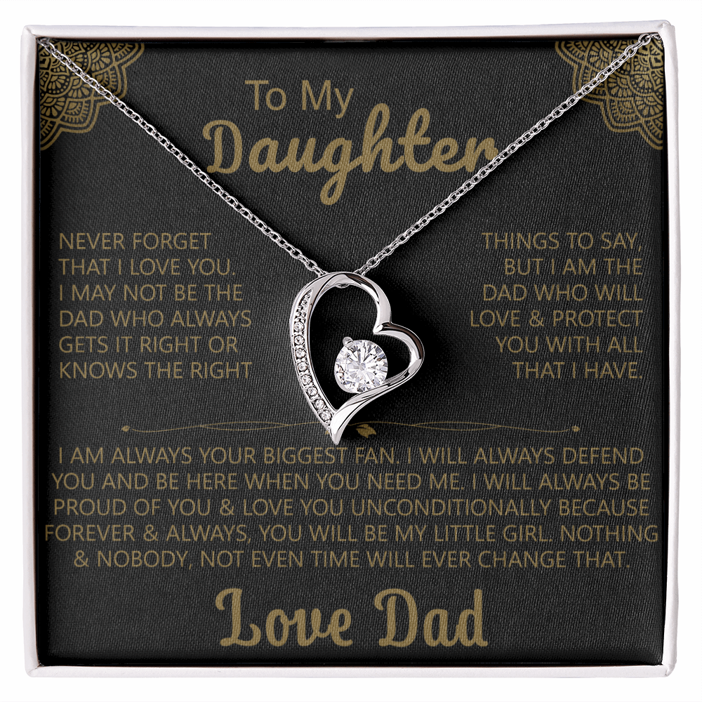 To My Daughter Heart Necklace with Love Dad Message Card - Elegant Gift for Daughters
