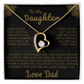 To My Daughter Heart Necklace with Love Dad Message Card - Elegant Gift for Daughters