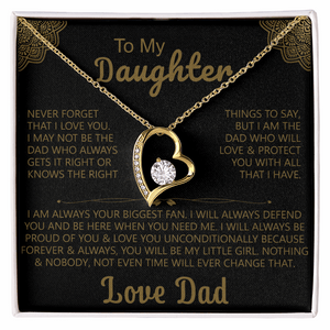 To My Daughter Heart Necklace with Love Dad Message Card - Elegant Gift for Daughters