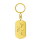 A gold Graphic Dog Tag Keychain featuring a dog tag-shaped pendant engraved with To My Brother, No Buddy Like a Brother—a meaningful gift for anyone who appreciates unique, personalized jewelry.