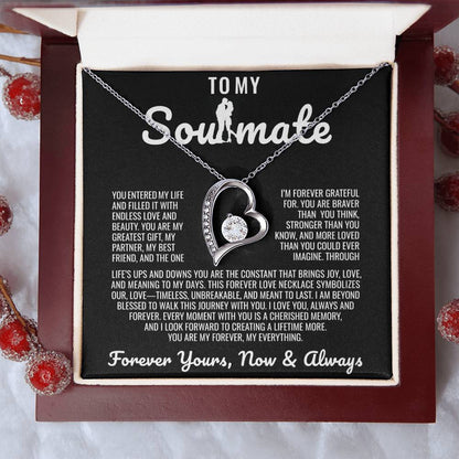 To My Soulmate - Forever Love  Heart  Necklace with a heartfelt message card