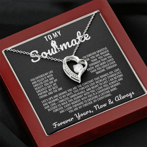 To My Soulmate - Forever Love  Heart  Necklace with a heartfelt message card