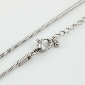 Close-up of the Replacement Attachment, a silver necklace chain with a lobster clasp and extender chain, elegantly displayed on a white background.