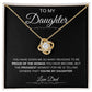 The To My Daughter: Forever Connected Message Card & Love Knot Necklace features sparkling cubic zirconia in a gift box with a heartfelt message: “You have given me so many reasons to be proud… The proudest is calling you my daughter. Love, Dad.”.