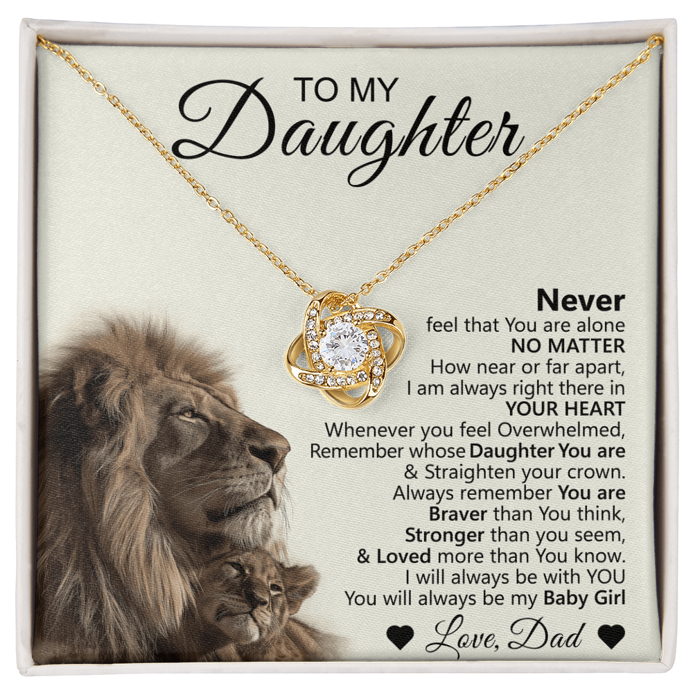 To My Daughter – Love Knot Necklace with Lion & Cub Message Card