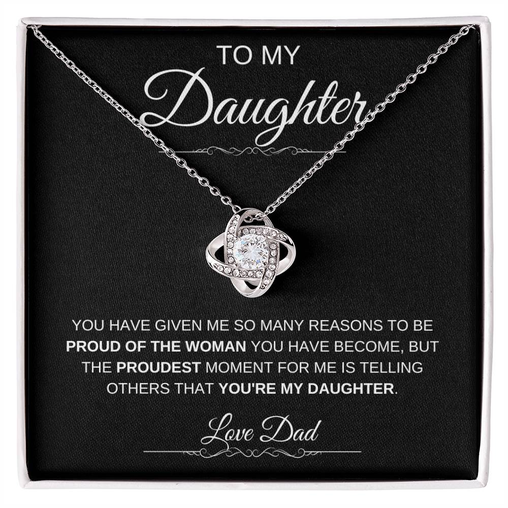 To My Daughter: Forever Connected Message Card & Love Knot Necklace