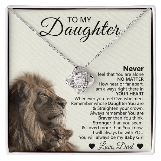 To My Daughter – Love Knot Necklace with Lion & Cub Message Card
