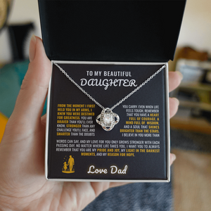 To My Beautiful Daughter – Love Knot Necklace Gift from Dad