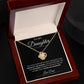 The To My Daughter: Forever Connected Message Card & Love Knot Necklace, featuring sparkling cubic zirconia, is presented in a red box. The interior reads: To my Daughter. You have given me so many reasons to be proud... Love, Dad.