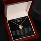 A To My Beautiful Mom Cubic Zirconia Love Knot Necklace rests in an open box with a black message card background inscribed, To My Beautiful Mom, expressing gratitude and love—perfect for Mothers Day or birthday gifts.