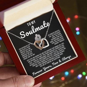 To My Soulmate - Forever Interlocked Hearts Necklace with a heartfelt message card