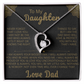 To My Daughter Heart Necklace with Love Dad Message Card - Elegant Gift for Daughters
