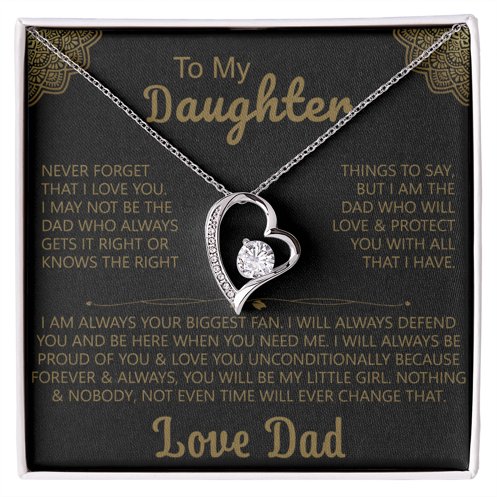 To My Daughter Heart Necklace with Love Dad Message Card - Elegant Gift for Daughters